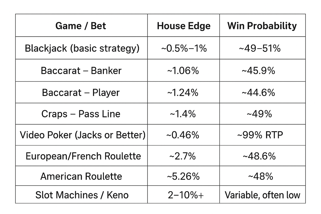 Casino Games Statistics - Win Probability